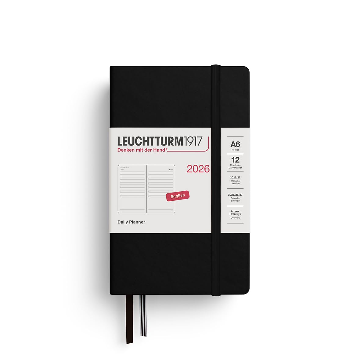 Leuchtturm1917 Planner Dairy A6 Starts January 2026 English 372778 Black NEW