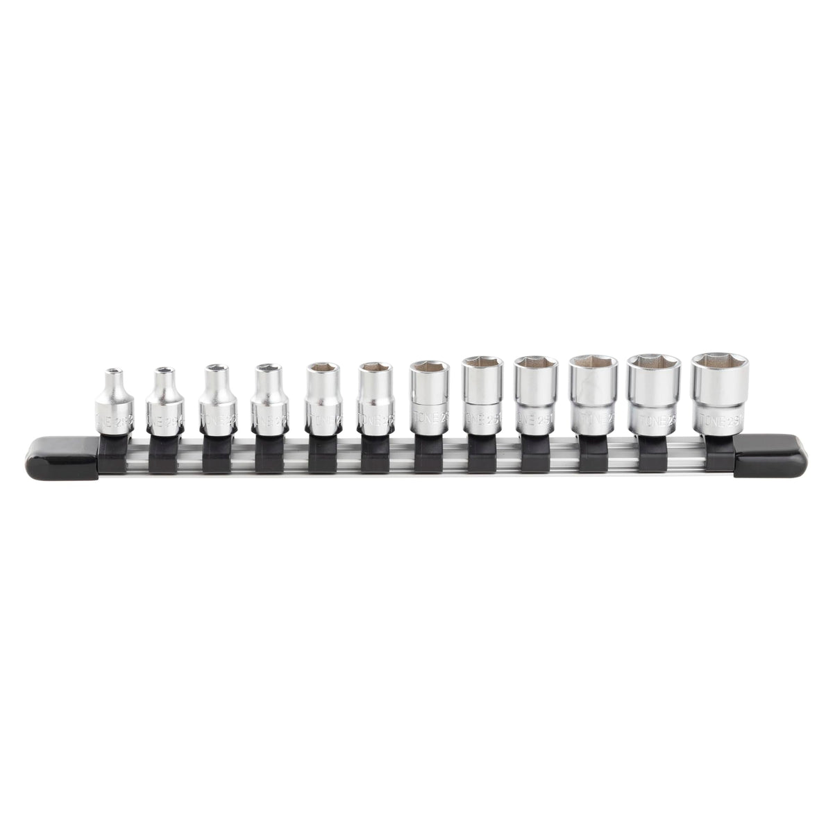 'TONE HS212 Socket Set 14 Drive 6 Point Metric 12pcs Aluminum Holder Tool NEW'