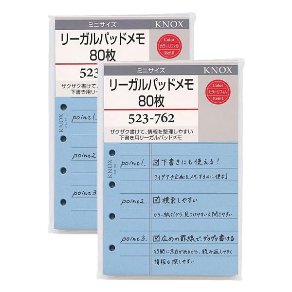 Knox System Planner Refill Legal Pad Memo Mini 80 Sheets 2-Pack 5237622P_ NEW