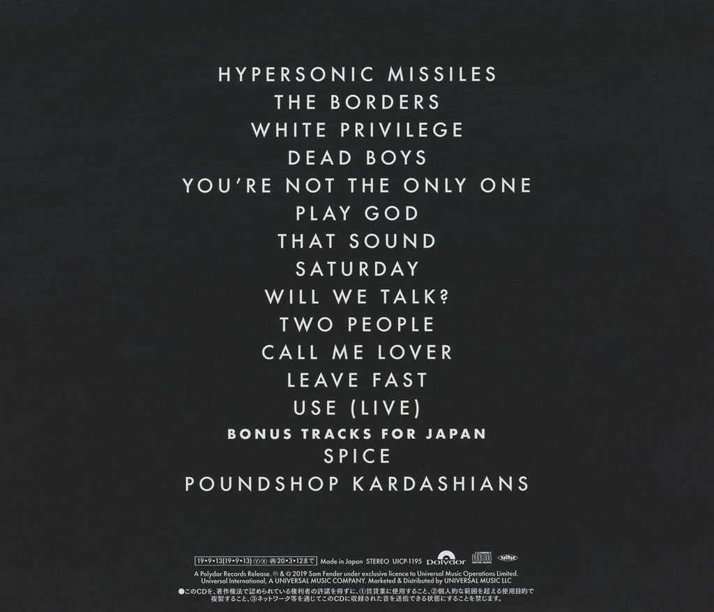 New SAM FENDER HYPERSONIC MISSILES WITH BONUS TRACKS CD from Japan