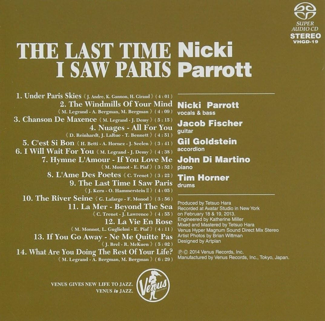 NICKI PARROTT-THE LAST TIME I SAW PARIS-JAPAN DIGIPAK SACD NEW