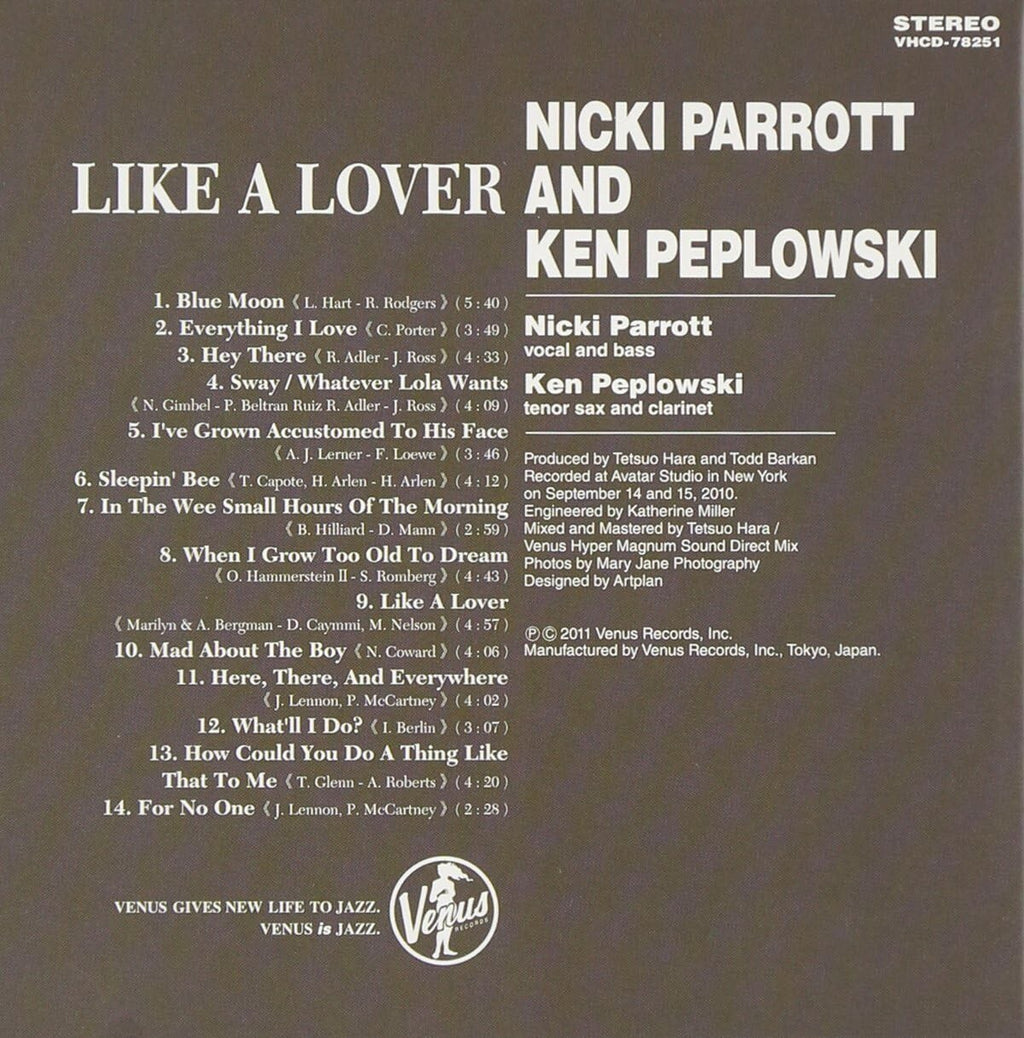 New Nicki Parrott & Ken Peplowski CD Like A Lover Paper Sleeve Japan OBI E