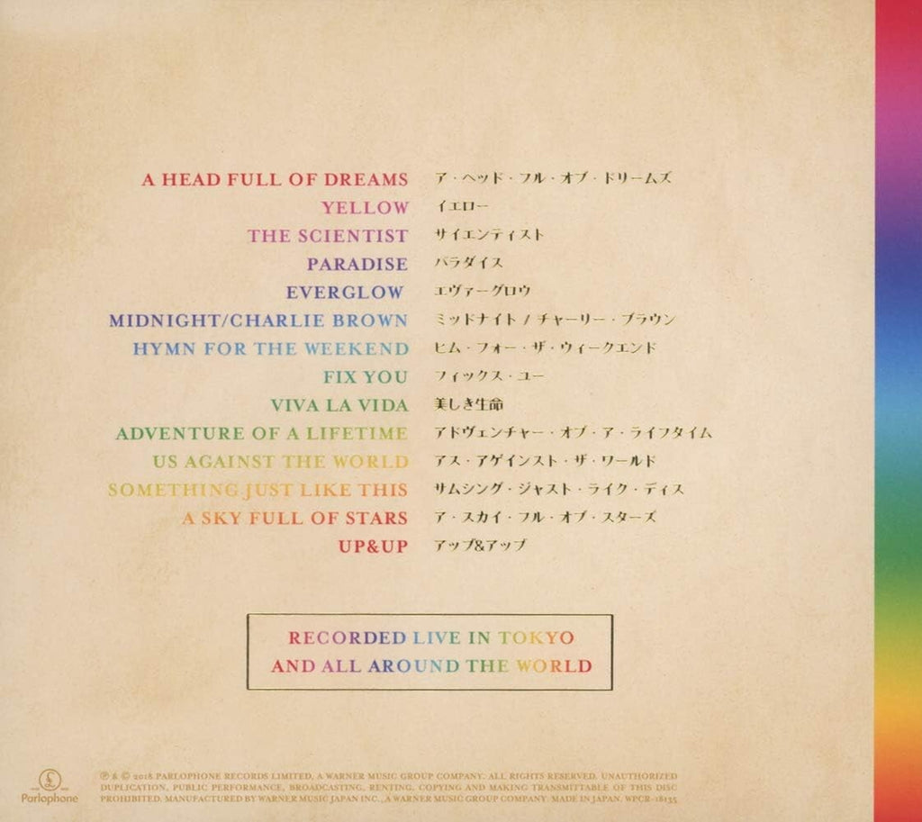 2018 JAPAN CD COLDPLAY LOVE IN TOKYO LIVE JAPAN DIGIPAK CD NEW