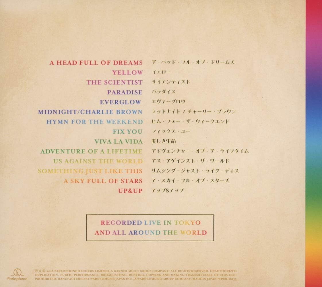 2018 JAPAN CD COLDPLAY LOVE IN TOKYO LIVE JAPAN DIGIPAK CD NEW