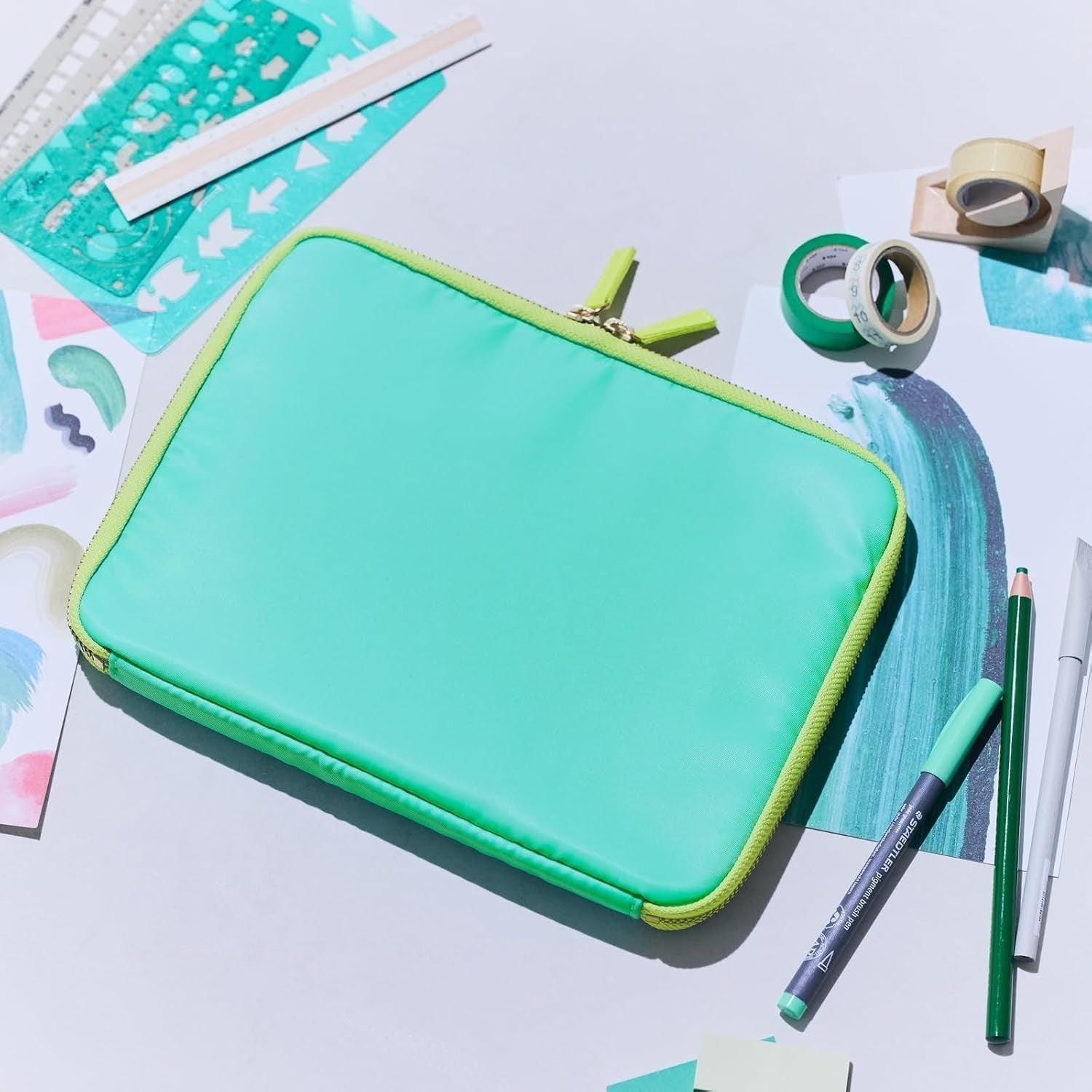 Hobonichi Large Drawer Pouch/Aqua Lime NEW