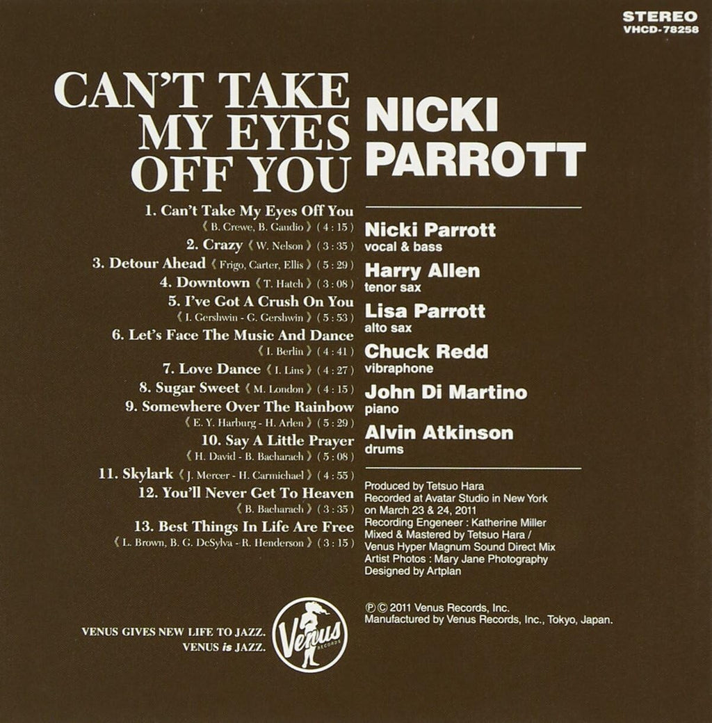 New CD Nicki Parrott Jazz Bass  Cant Take My Eyes Off You Paper Slv from Japan