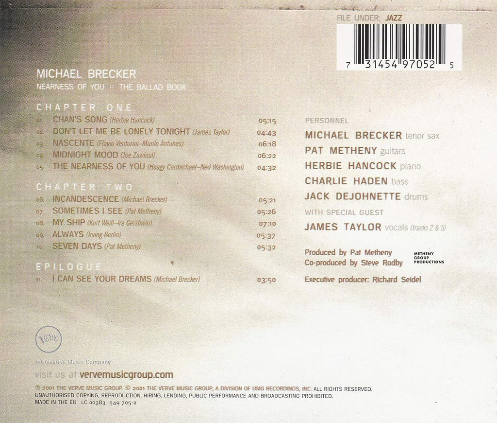 New Michael Brecker Jazz CD(SHM-CD) Nearness Of You (The Ballad Book) OBI
