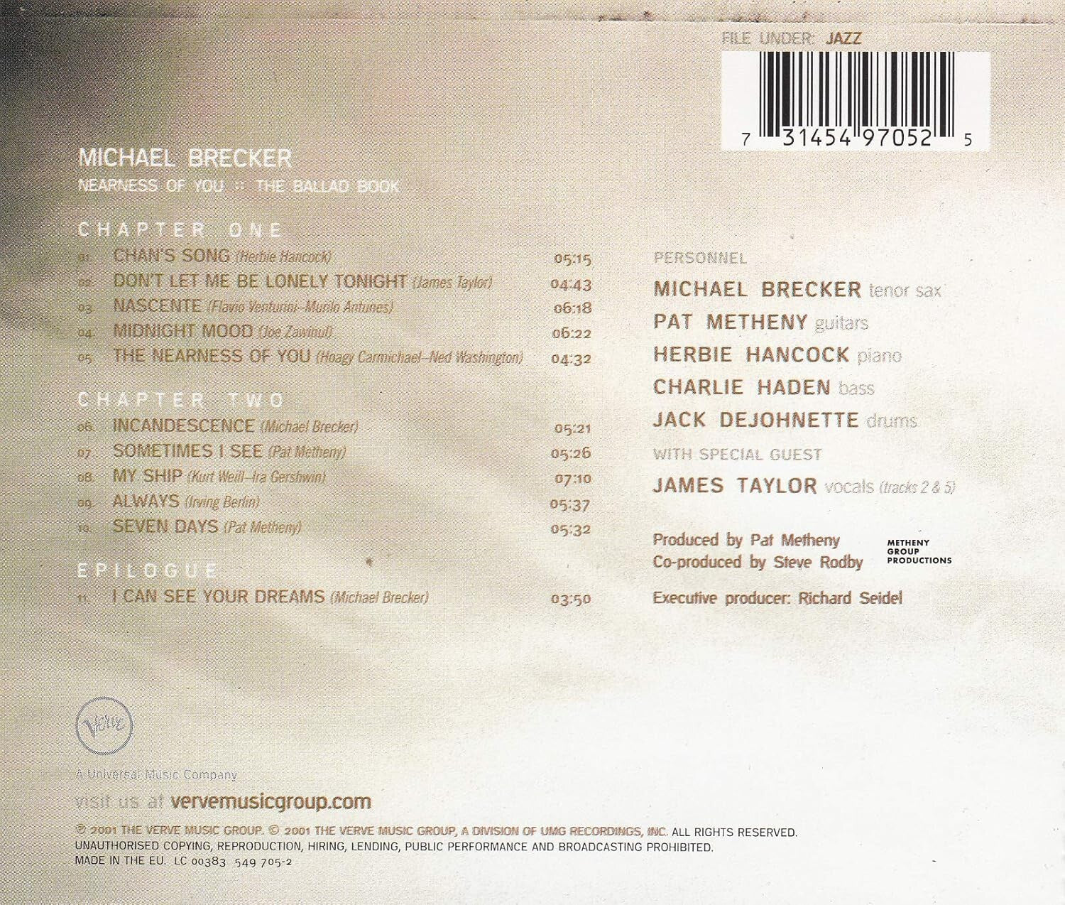 New Michael Brecker Jazz CD(SHM-CD) Nearness Of You (The Ballad Book) OBI