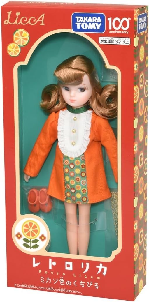 Takara Tomy Licca-chan Doll Retro Licca Orange Lips Takara Tomy 100th NEW