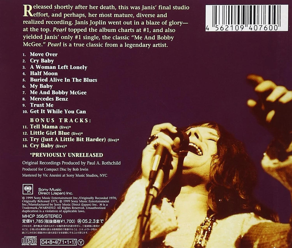 Janis Joplin-Pearl-JAPAN CD New