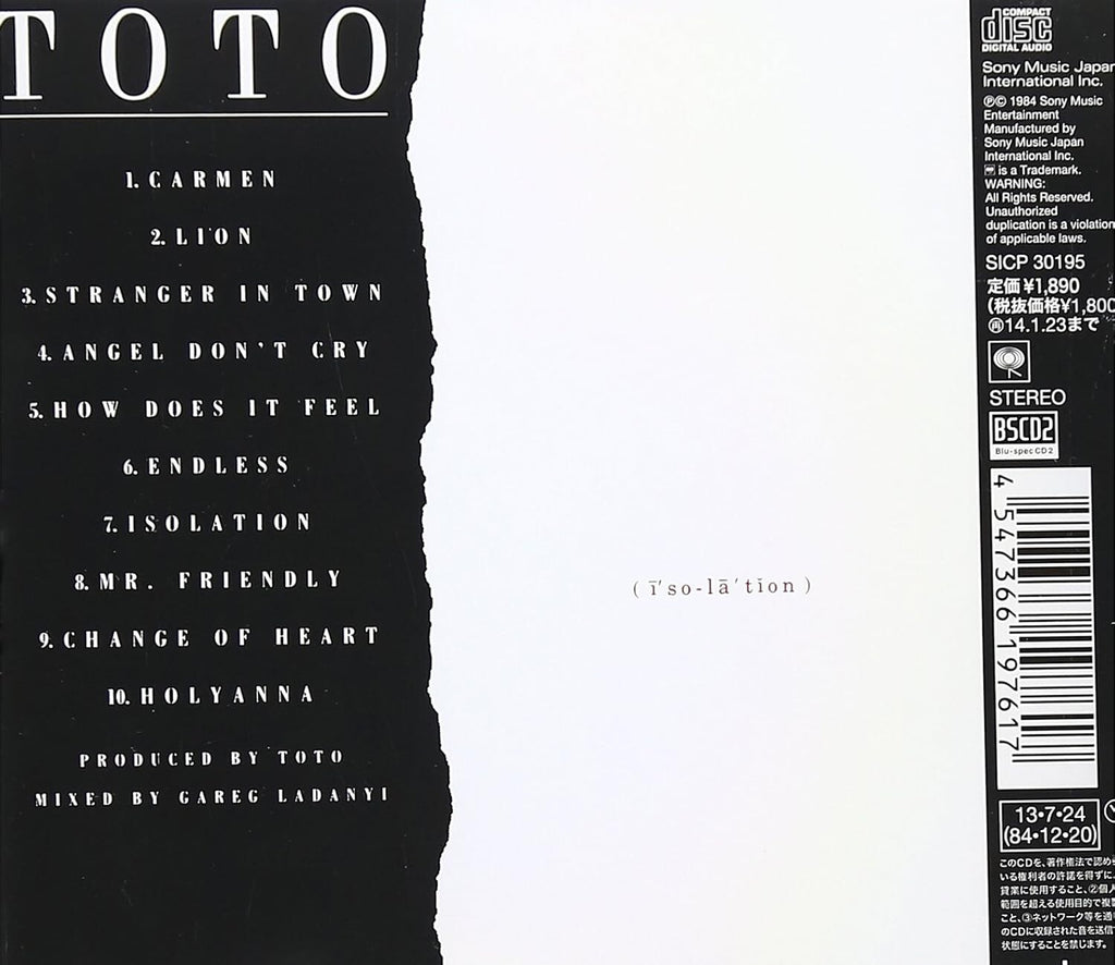 New TOTO CD(BSCD2) Isolation Japan OBI E