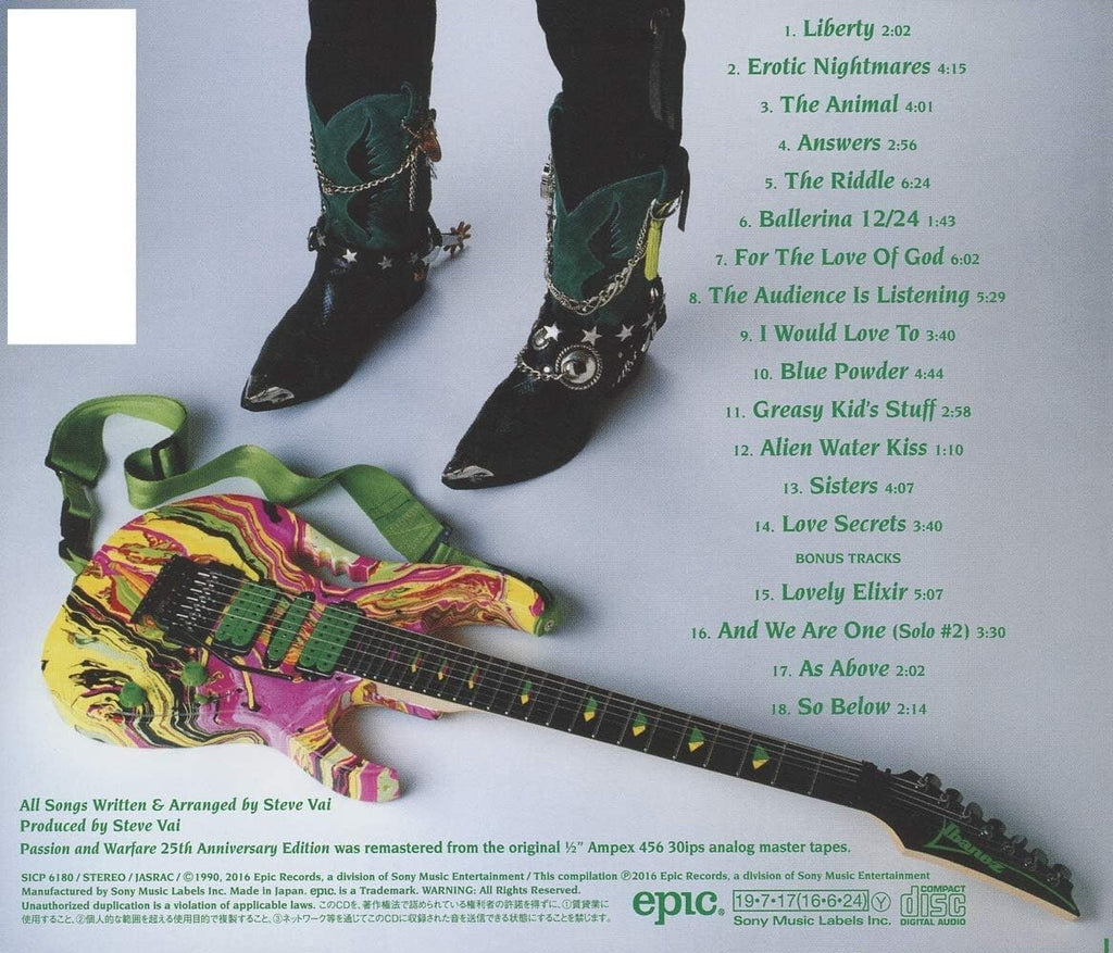 Steve Vai CD Passion And Warfare 4 Bonus Tracks Japan OBI E New