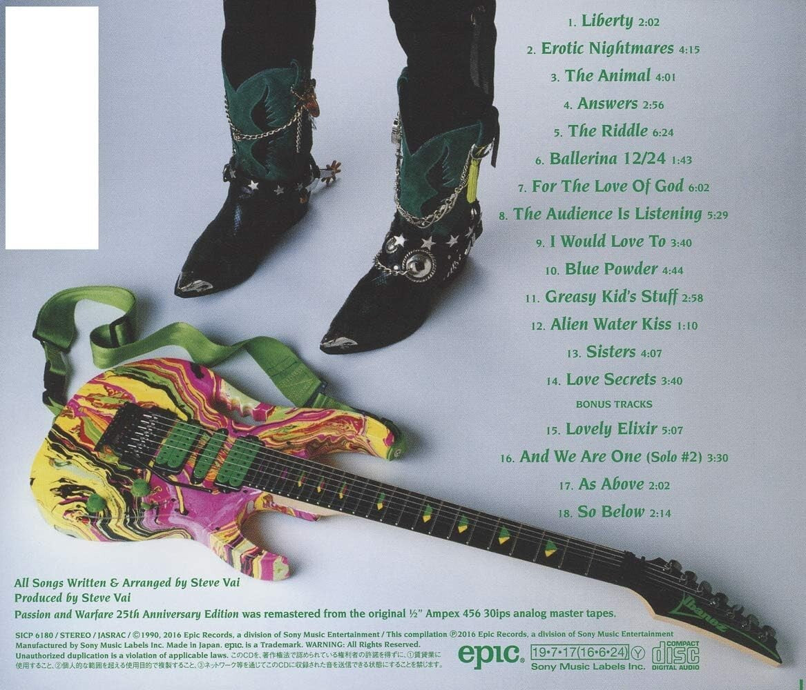 Steve Vai CD Passion And Warfare 4 Bonus Tracks Japan OBI E New