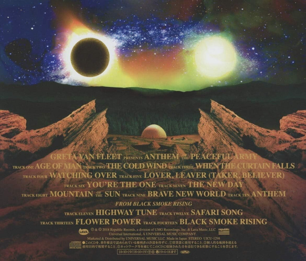 GRETA VAN FLEET ANTHEM OF THE PEACEFUL  ARMY WITH BONUS TRACK  JAPAN CD