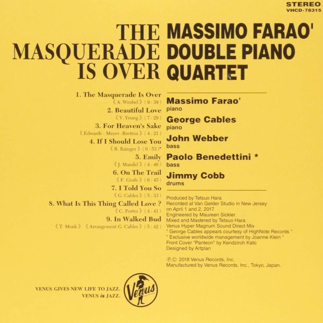 New Massimo Fara? Double Piano Quartet CD The Masquerade is Over OBI Sl Paper