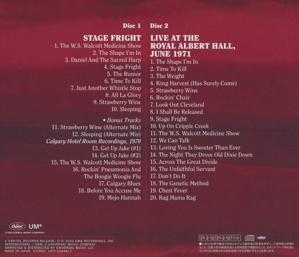 New THE BAND-STAGE FRIGHT [50TH ANNIVERSARY EDITION]-JAPAN 2 SHM-CD BONUS TRACK