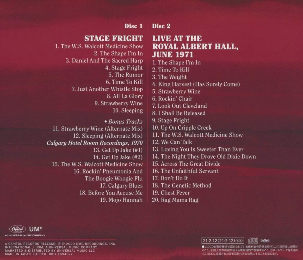 New THE BAND-STAGE FRIGHT [50TH ANNIVERSARY EDITION]-JAPAN 2 SHM-CD BONUS TRACK