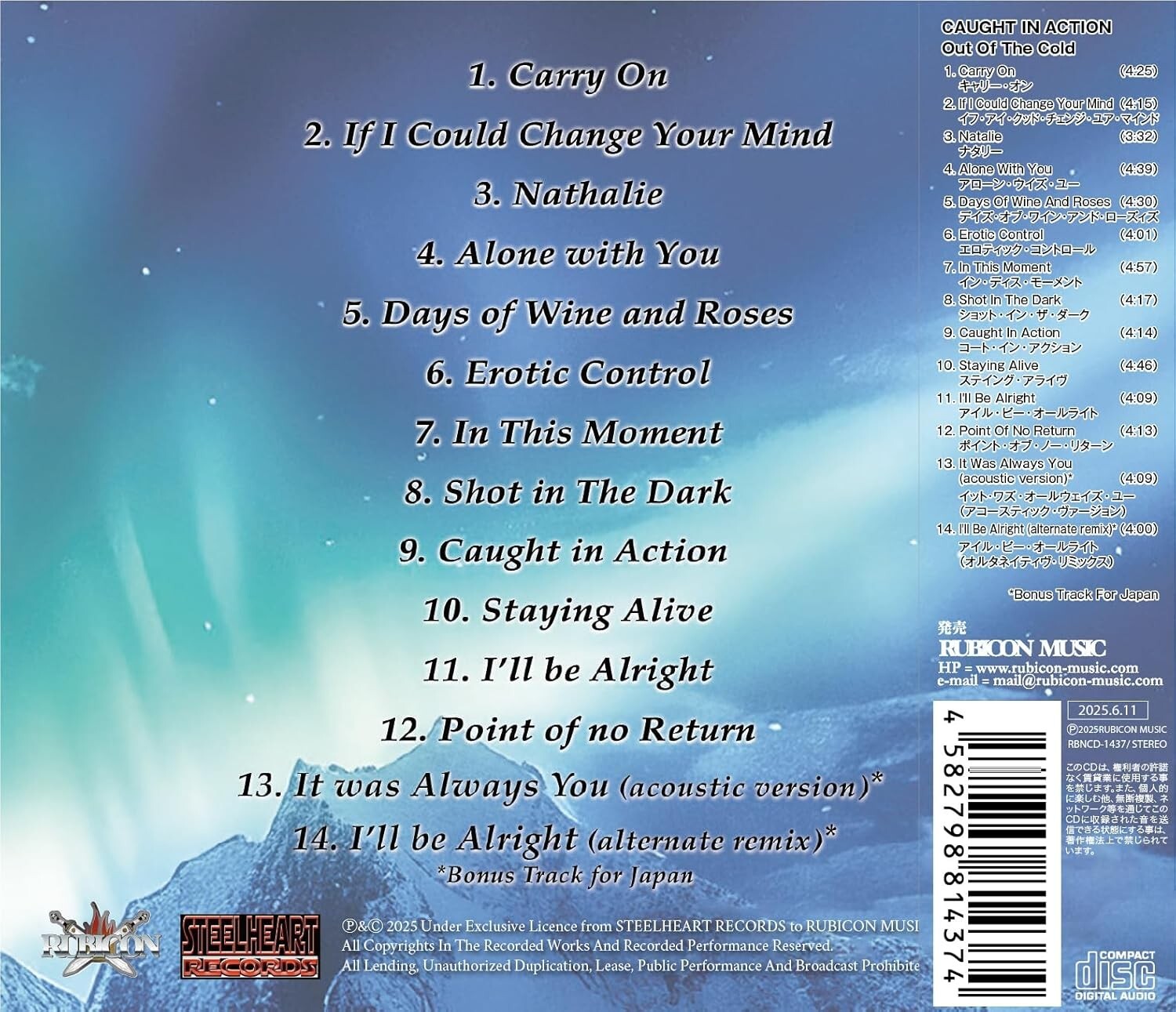 CD New  CAUGHT IN ACTION Out Of The Cold with Bonus Tracks 2025
