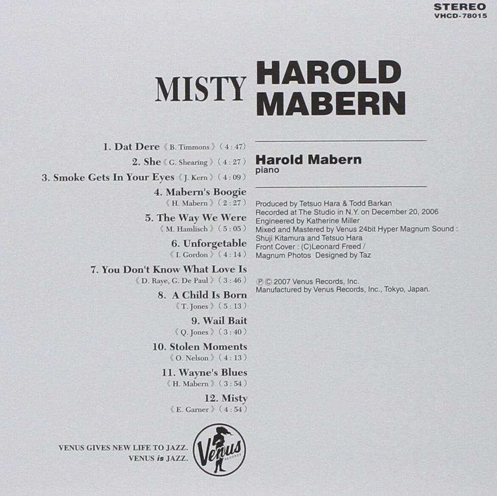 New Harold Mabern Jazz Piano CD Misty Paper Sleeve Japan OBI E