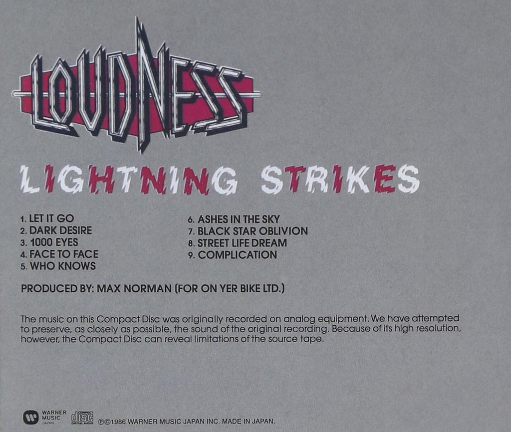 New LOUDNESS LIGHTNING STRIKES JAPAN CD