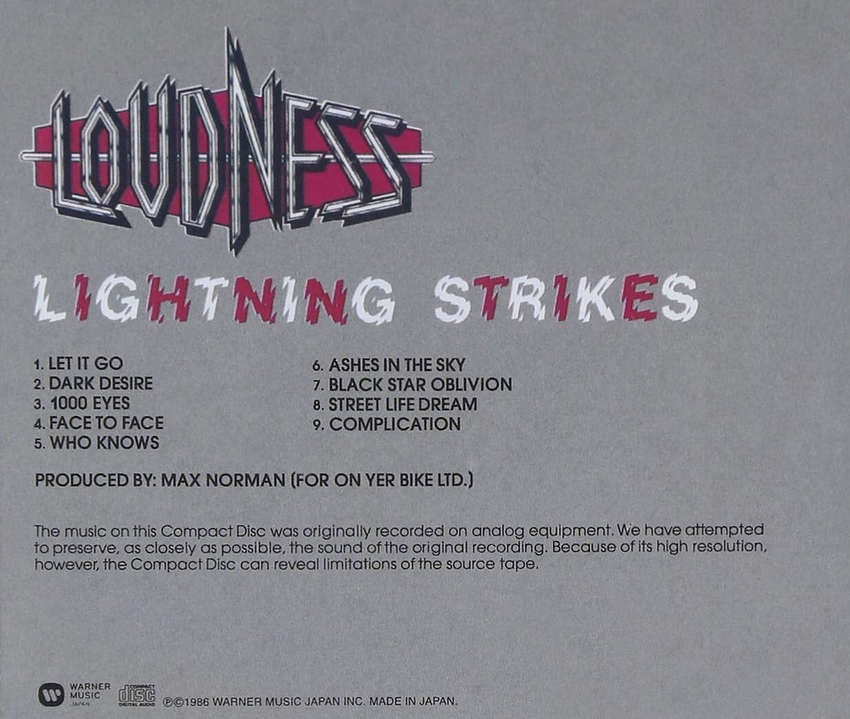 New LOUDNESS LIGHTNING STRIKES JAPAN CD