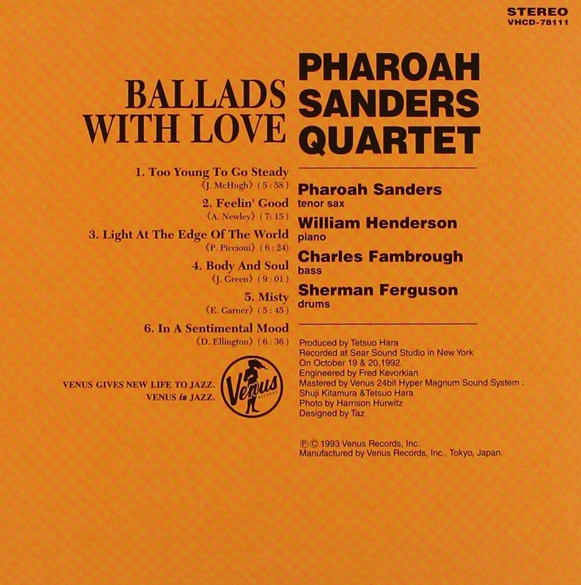 Pharoah Sanders Quartet Jazz CD Ballads With Love Paper OBI Slv Japan New