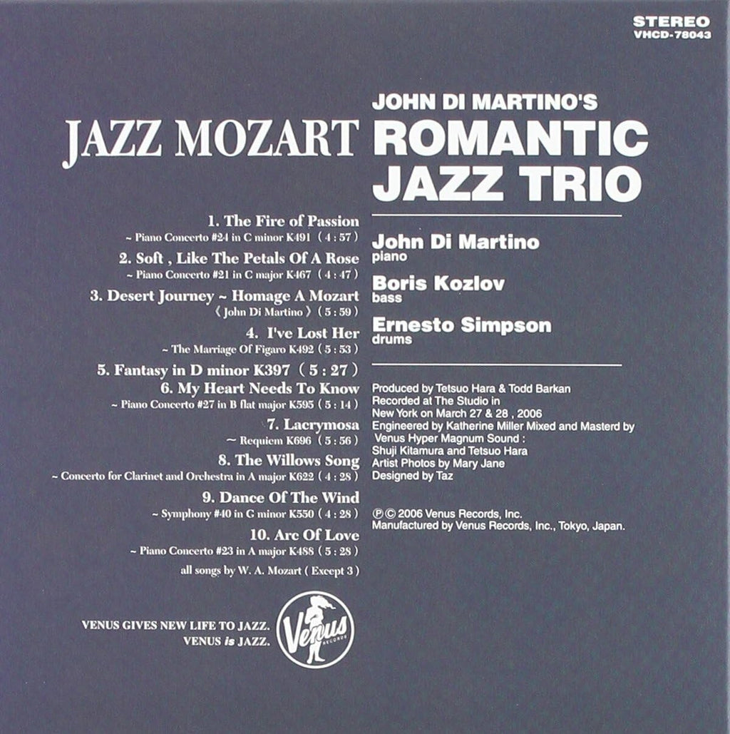 John Di Martinos Romantic Jazz Trio CD Jazz Mozart Paper Sleeve OBI New