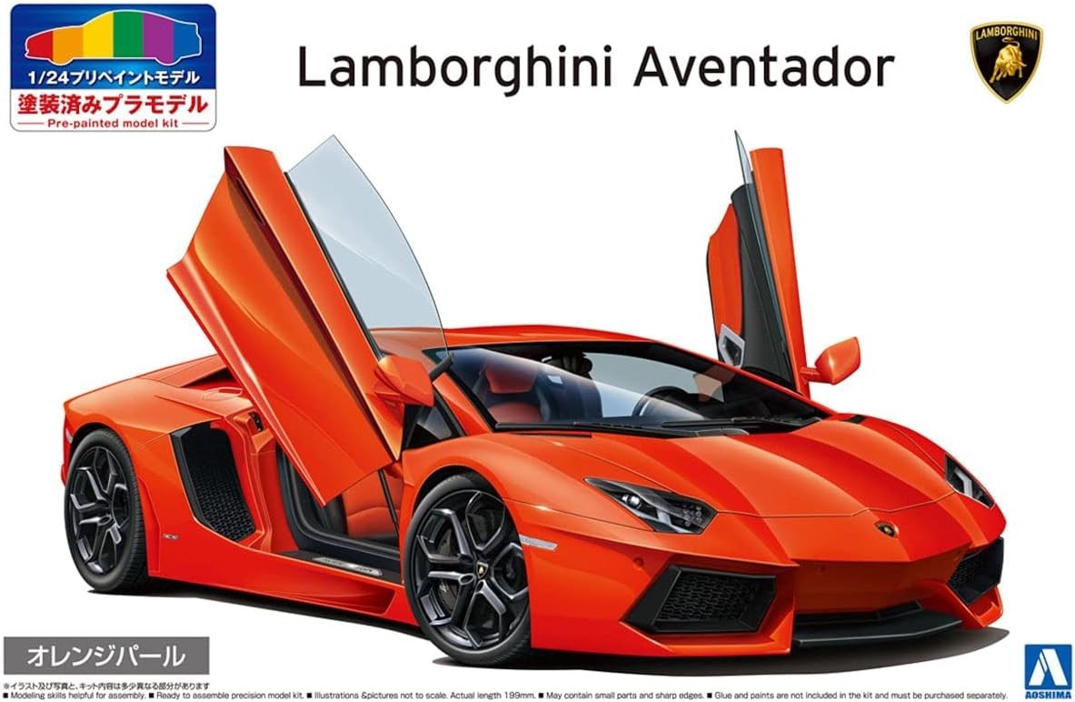 AOSHIMA 1/24 Pre-painted Model Series 2011 Lamborghini Aventador Orange NEW