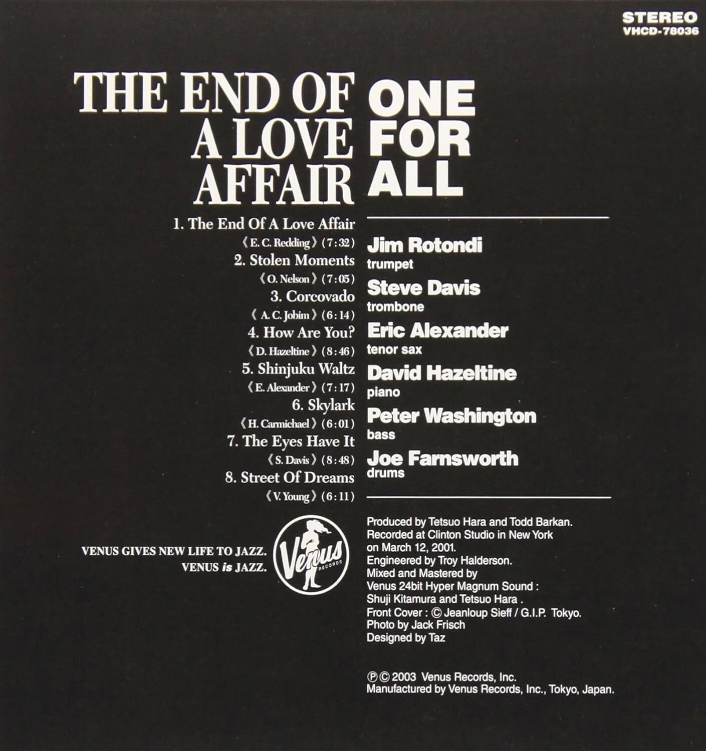 One For All Jazz CD The End Of A Love Affair Paper Sl OBI Japan NEW
