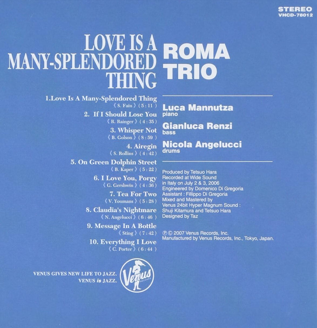 Roma Trio Jazz Piano CD Love Is A Many-Splendored Thing Paper Slv OBI NEW