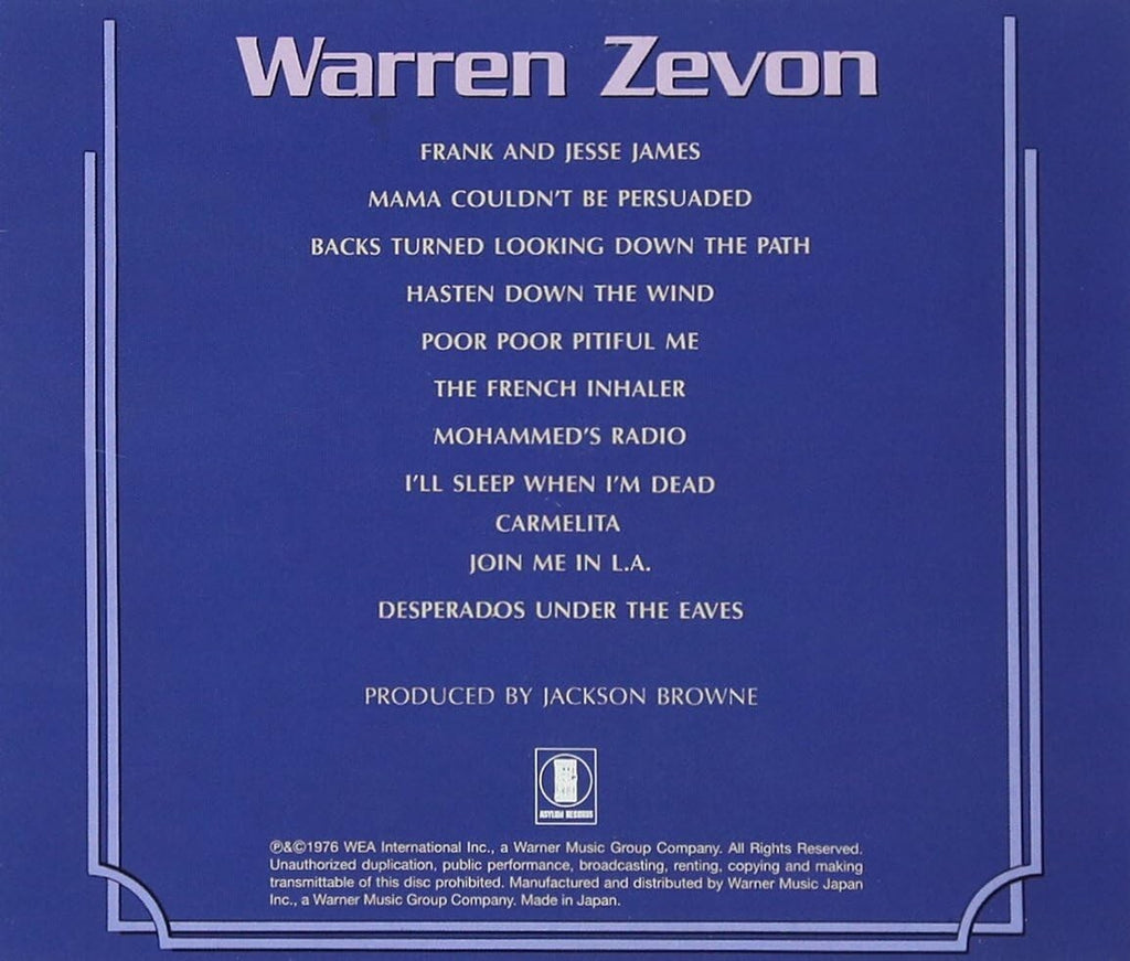 Warren Zevon CD (SHM-CD) Warren Zevon Japan NEW