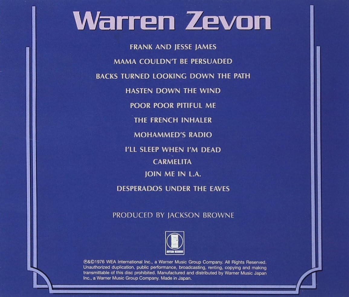 Warren Zevon CD (SHM-CD) Warren Zevon Japan NEW