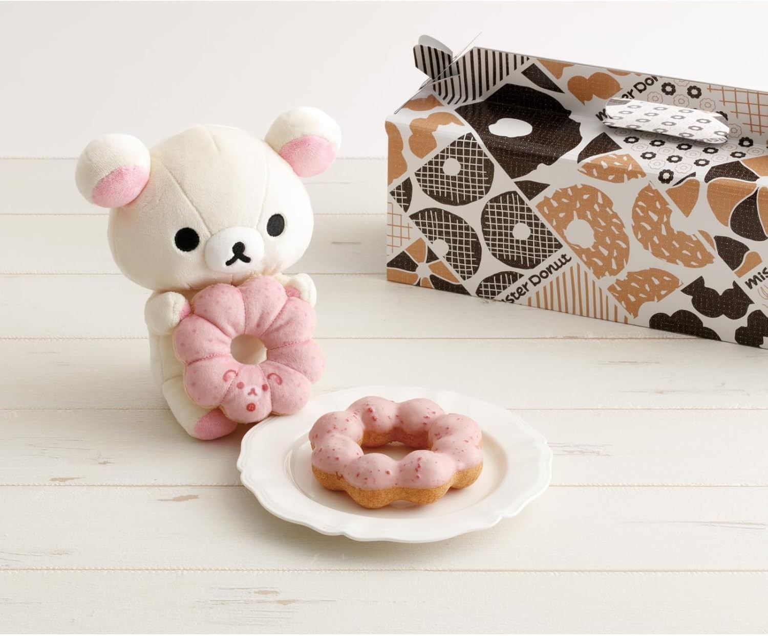 San-X Rilakkuma & quotRilakkuma x Mister Donut & quot Donut Roll Plush Toy New
