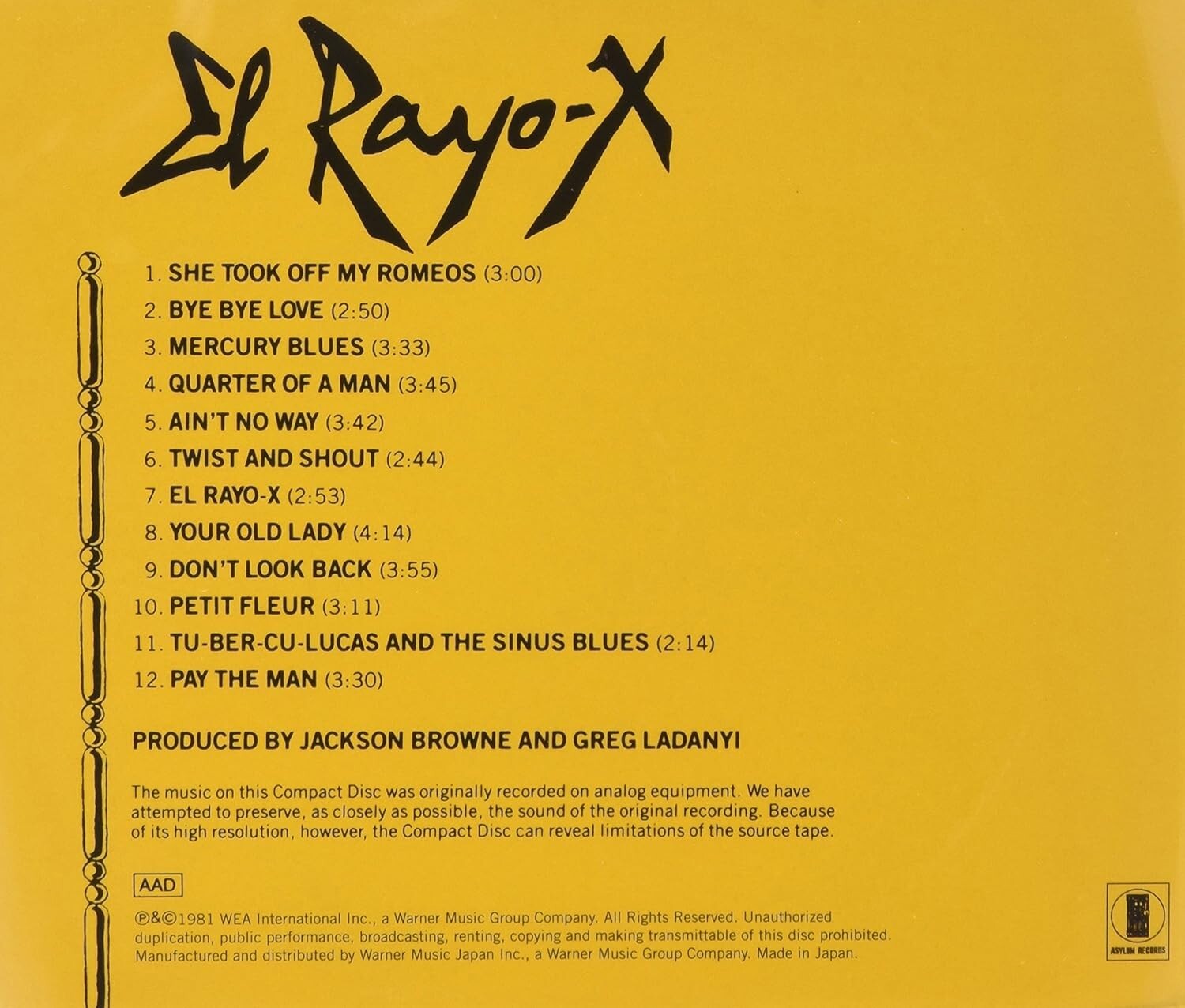New DAVID LINDLEY EL RAYO-X Jackson Browne JAPAN SHM CD