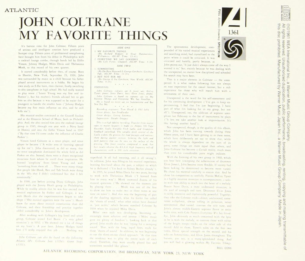 New JAPAN MQA UHQ CD JOHN COLTRANE MY FAVORITE THINGS (MONO)  High Resolution