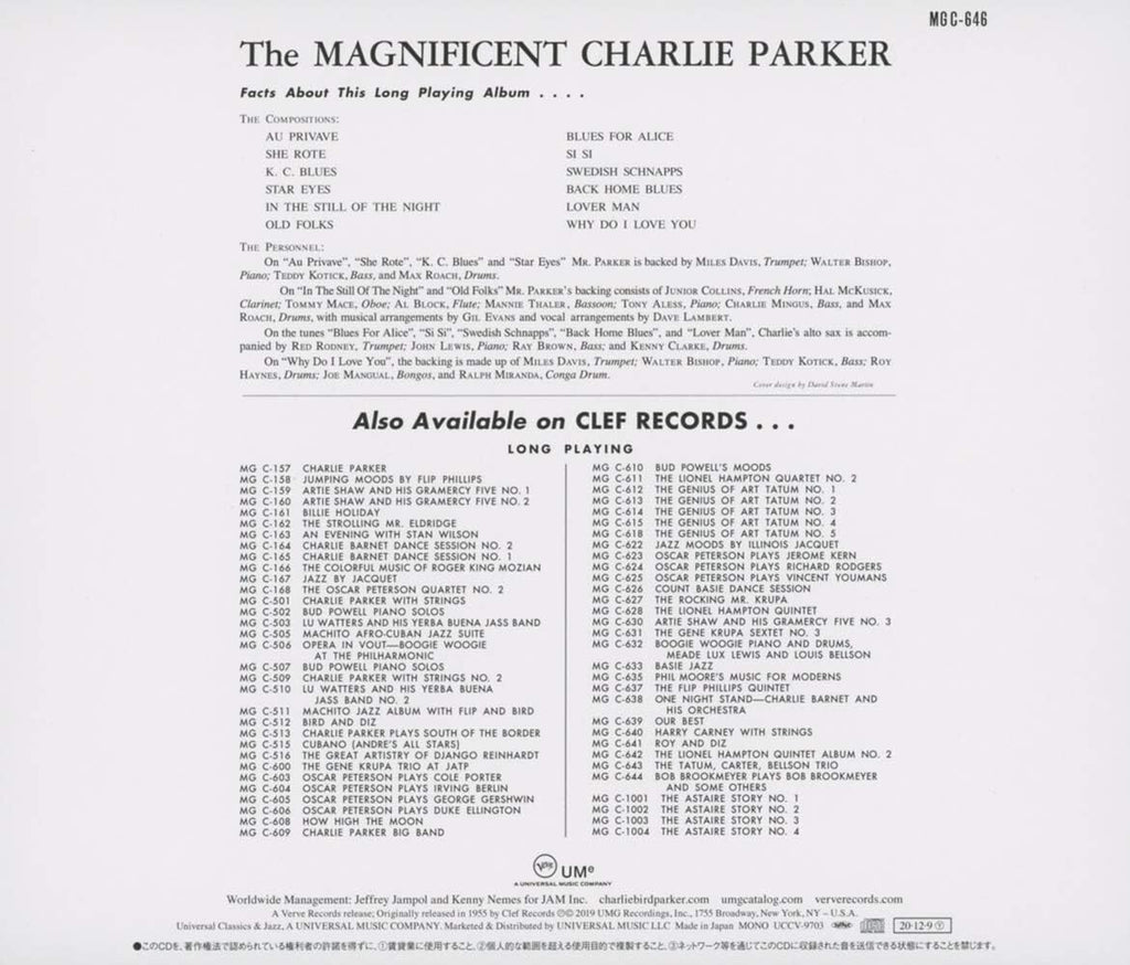 New Charlie Parker The Magnificent Charlie Parker Limited Edition CD(UHQCD)