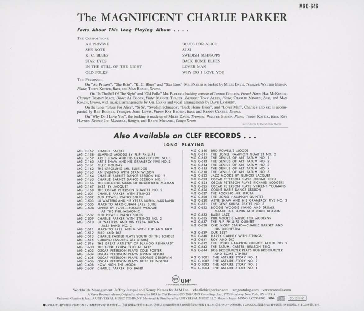 New Charlie Parker The Magnificent Charlie Parker Limited Edition CD(UHQCD)