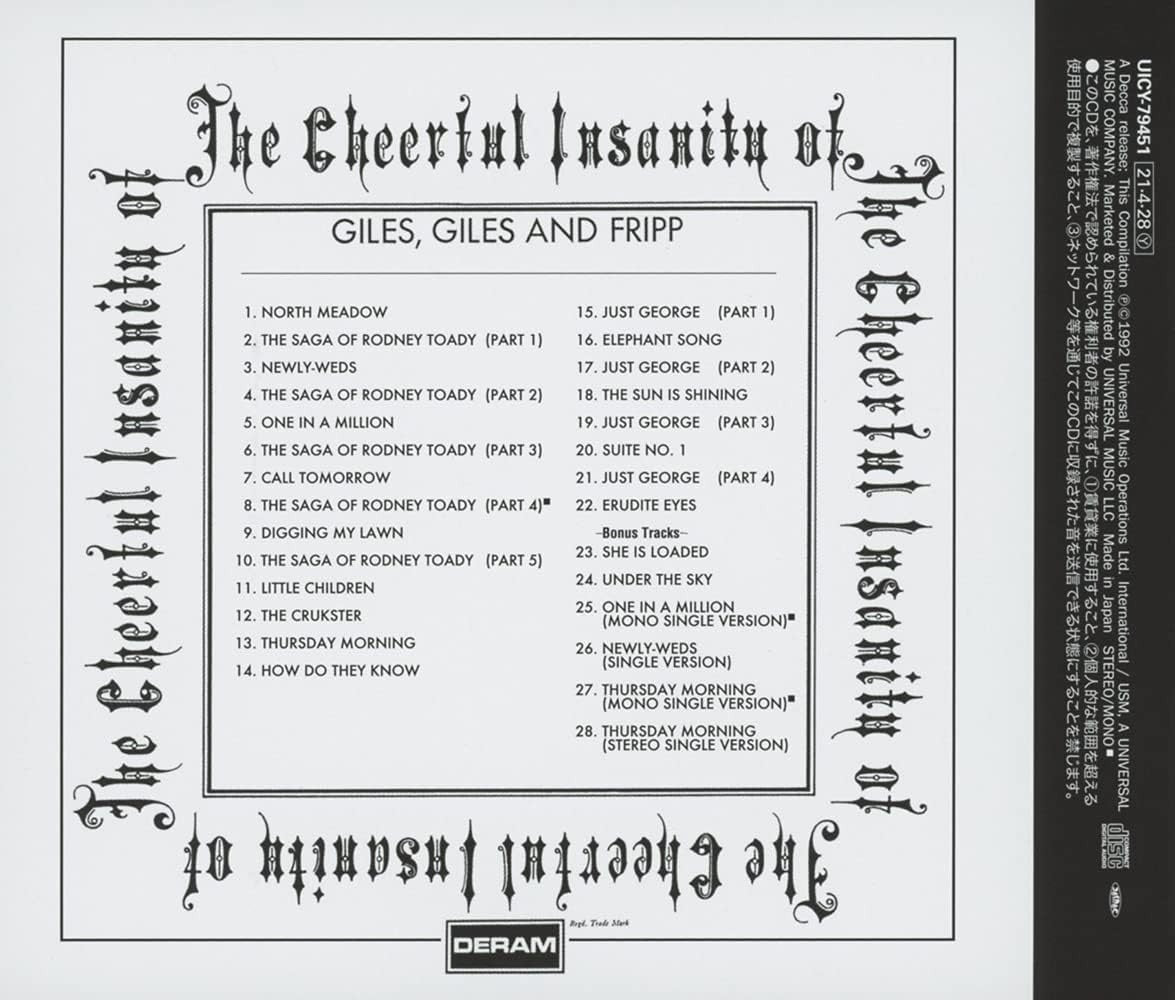 GILES, GILES & FRIPP The Cheerful Insanity Of with Bonus Tracks JAPAN CD NEW