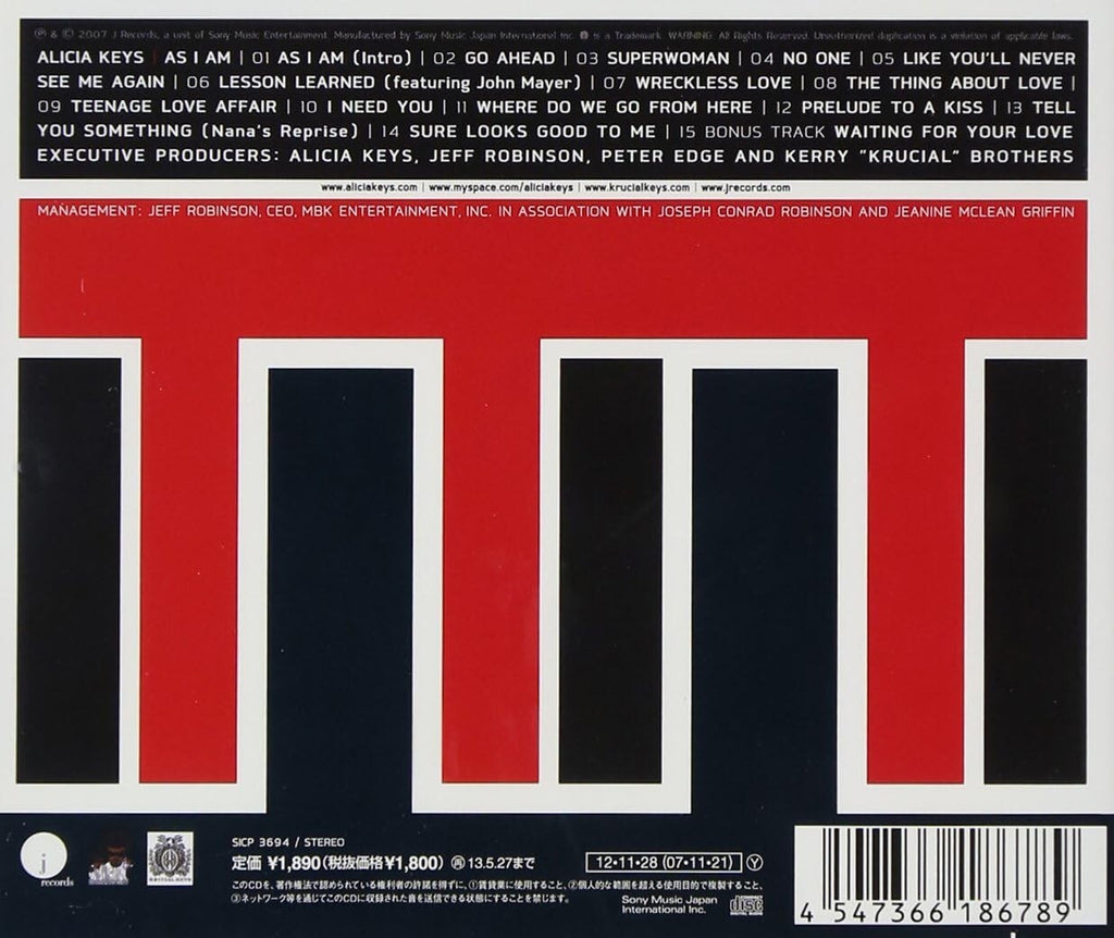 New Alicia Keys CD As I Am Bonus Track Japan OBI E