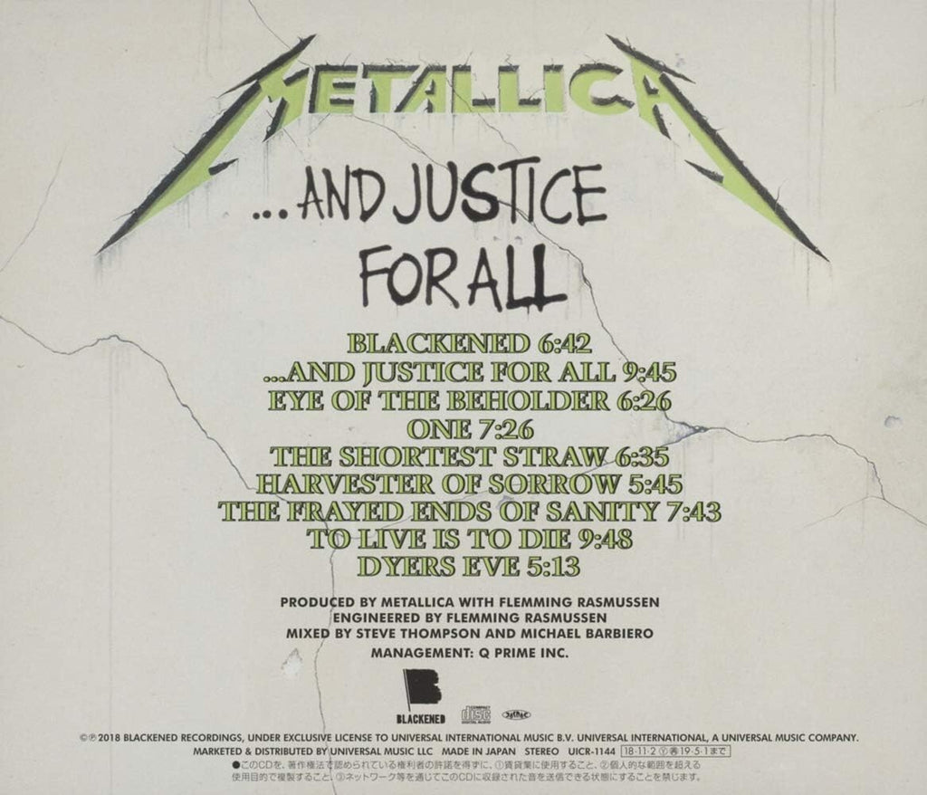 METALLICA-. . . AND JUSTICE FOR ALL-JAPAN SHM-CD New