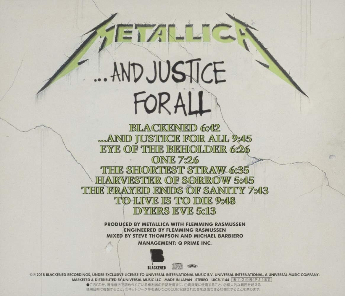 METALLICA-. . . AND JUSTICE FOR ALL-JAPAN SHM-CD New