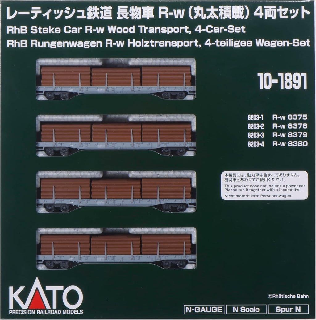 KATO 10-1891 N Gauge Rhaetian Railroad Long Car R-w Log Loading Set of 4 NEW