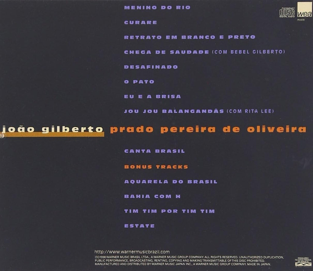 New João Gilberto Bossanova Live CD Prado Pereira De Oliveira Ao Vivo Japan OBI