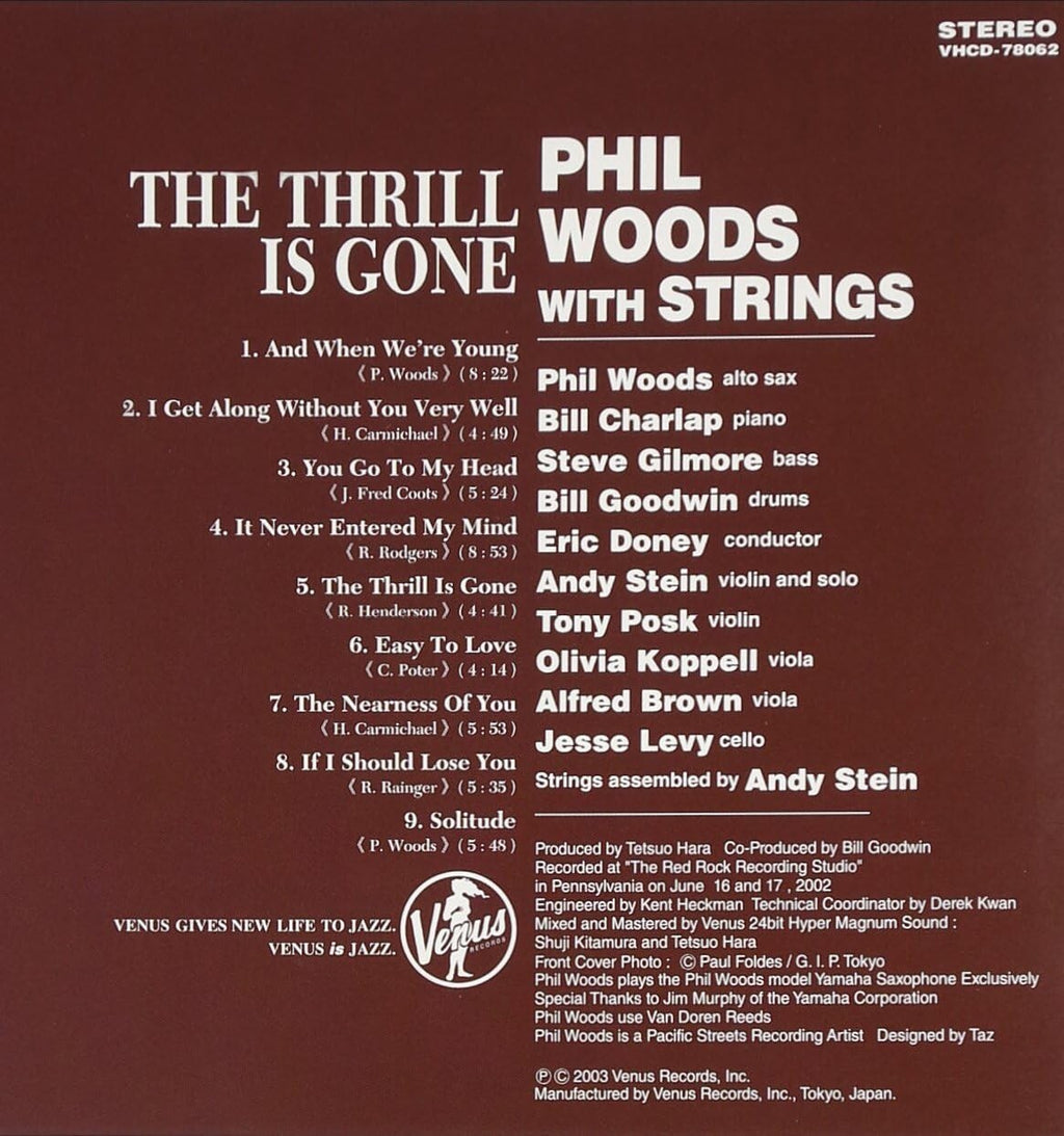 Phil Woods With Strings Jazz CD The Thrill Is Gone Paper Sl OBI Japan New