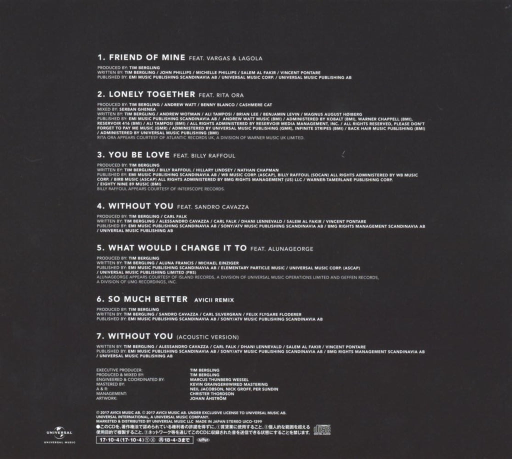 AVICII-WITHOUT YOU-JAPAN CD BONUS TRACK NEW