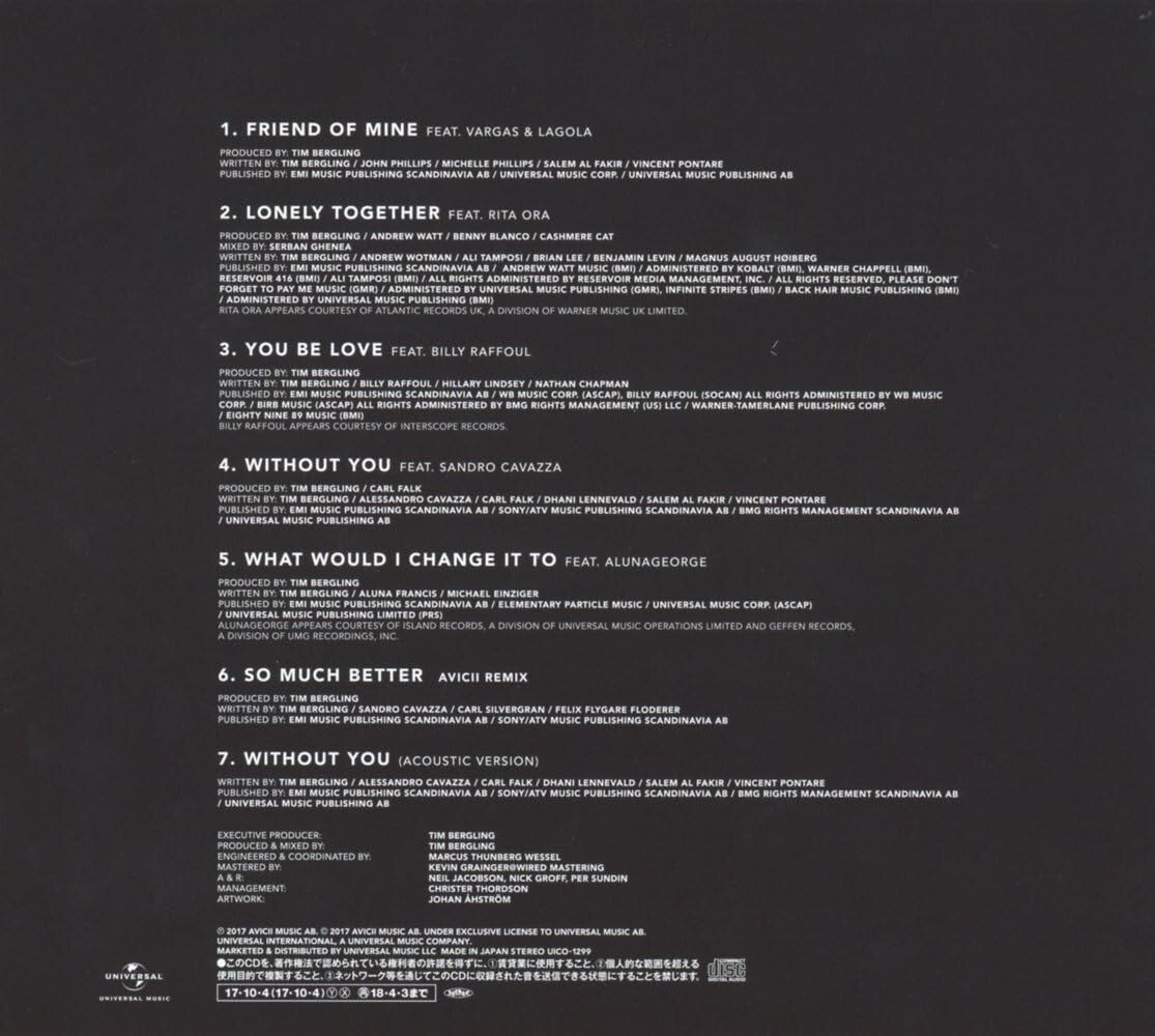 AVICII-WITHOUT YOU-JAPAN CD BONUS TRACK NEW