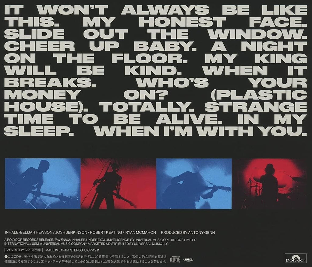 New INHALER IT WON’T ALWAYS BE LIKE THIS WITH BONUS TRACK  JAPAN CD