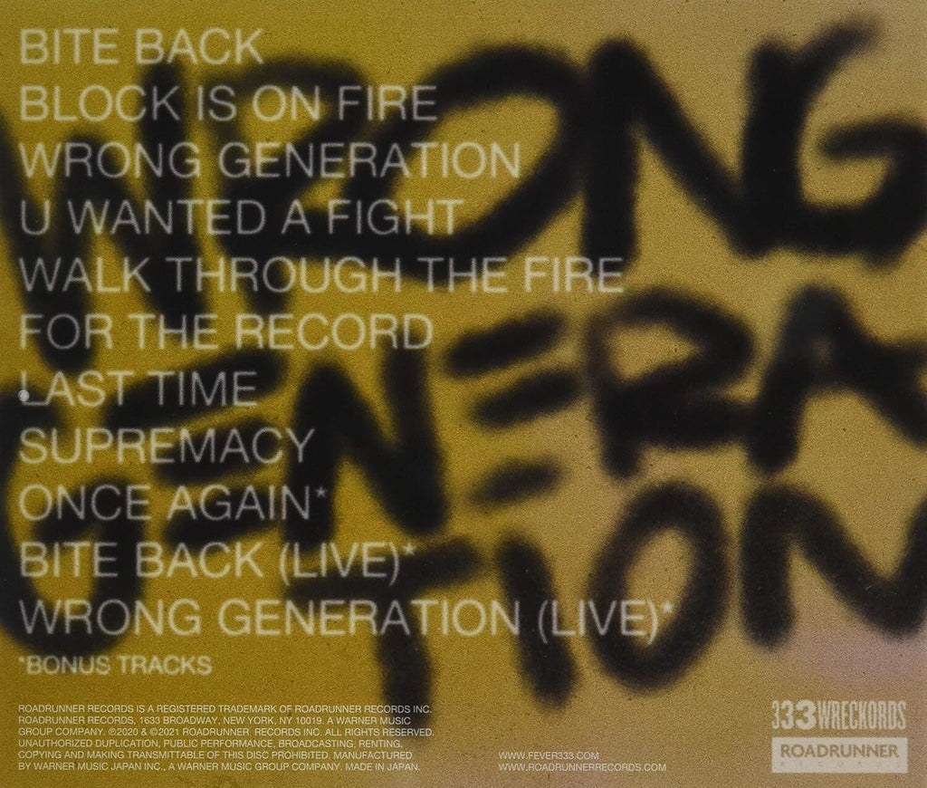 The Fever 333 WRONG GENERATION Japan Music CD Bonus Tracks NEW