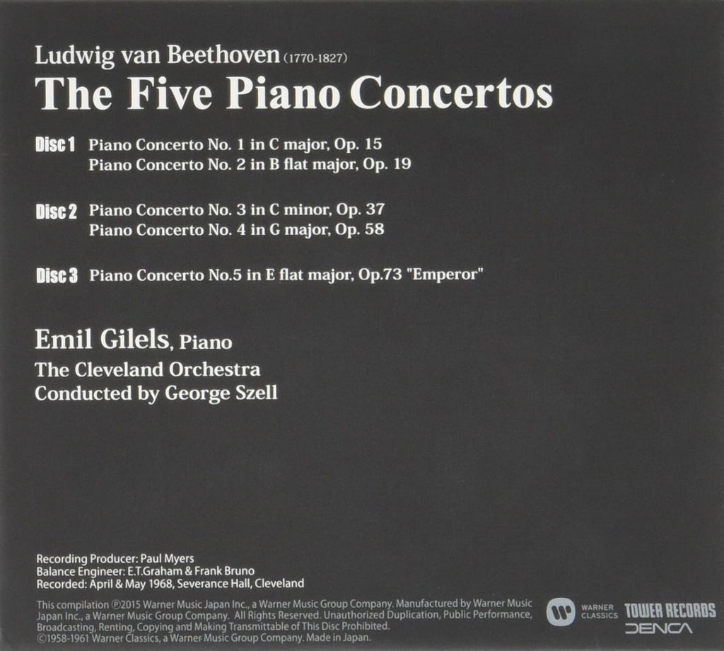 New Emil Gilels Piano 3CD(SACD-Hybrid) Beethoven 5 Concertos Japan OBI