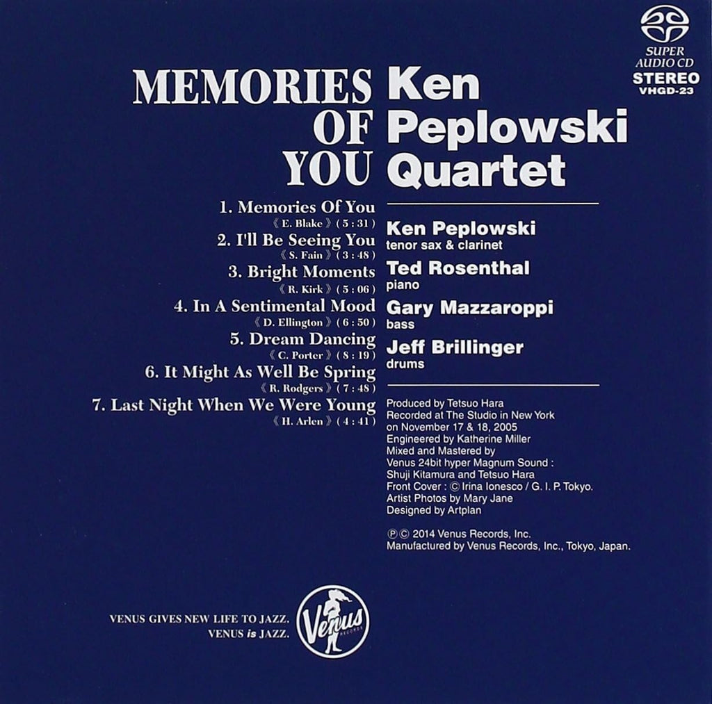 Ken Peplowski Quartet Jazz CD (SACD) Memories Of You Paper Slv Japan NEW